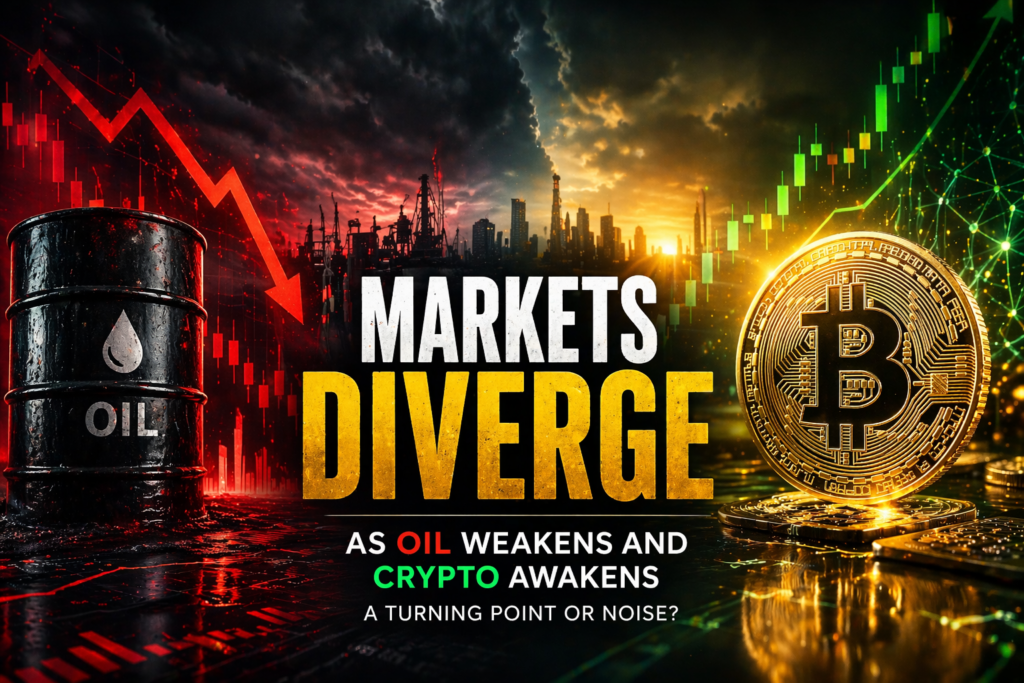Markets Diverge as Oil Weakens and Crypto Awakens — A Turning Point or Noise?